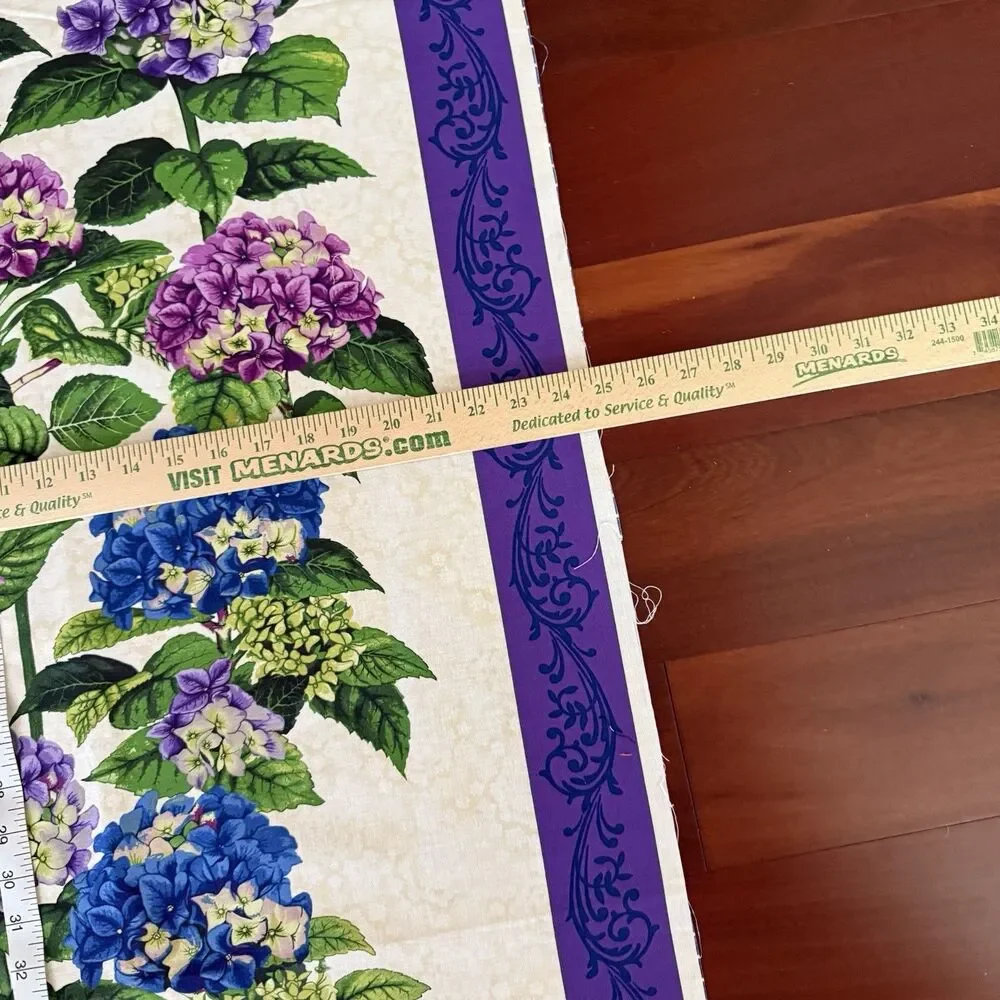 Paintbrush Studios Budding Beauties Quilt Panel Hydrangeas Flowers Purple Fabric